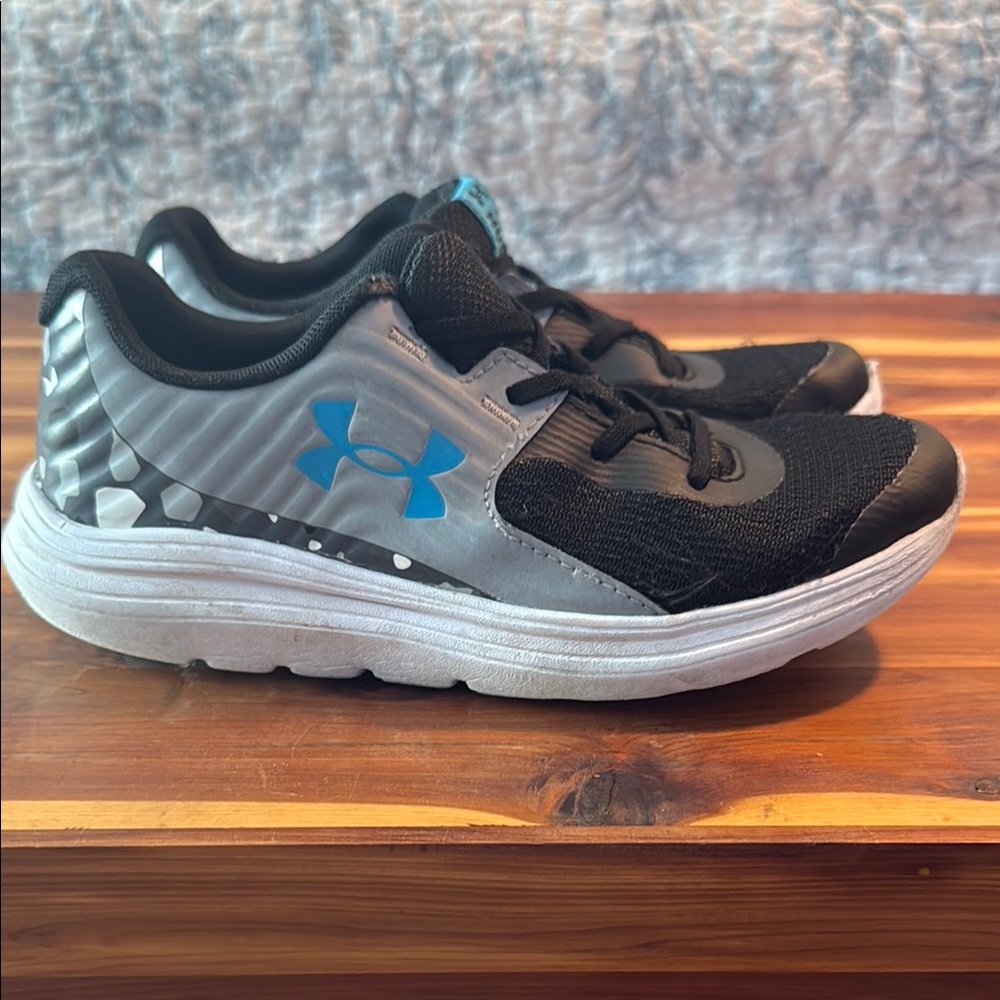 Under Armour Kids' Black and Blue Athletic Shoes